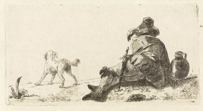 Man with dog, Paulus Charles Gerard Poelman, 1803 - 1846