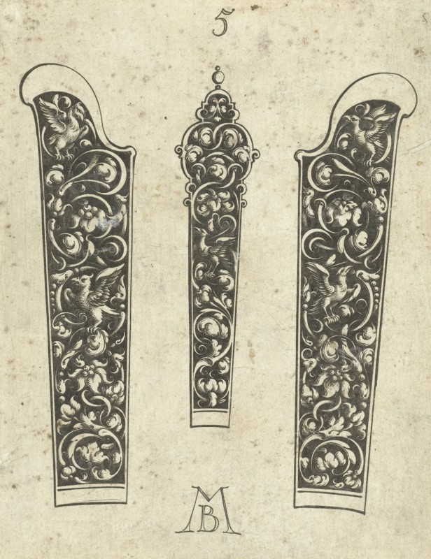 Three knife handles, Michiel le Blon, 1626