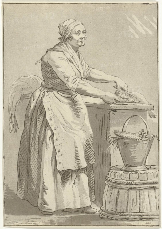 Fish cleaning woman, Hermanus Fock, 1781-1822