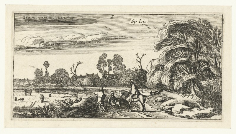 Horseman and walkers on a road near Lisse, The Netherlands, Esaias van de Velde, 1615 - 1616