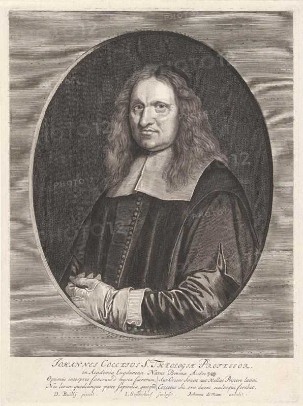Portrait of Johannes Cocceius with gloves, Jonas Suyderhoef, Johannes de Ram, 1668 - 1693