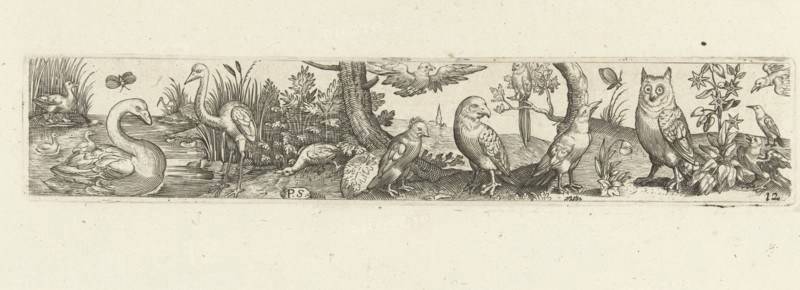 Frieze with fifteen birds, Pieter Serwouters, Hans Collaert (I), Marcus Geeraerts, c. 1607