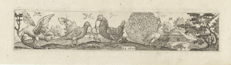 Frieze with nine birds, Pieter Serwouters, Hans Collaert (I), Marcus Geeraerts, 1607