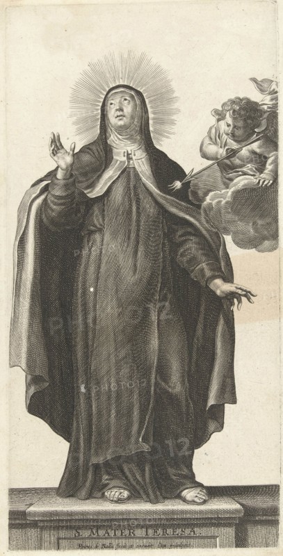 Saint Theresa of Avila and angel with glowing arrow, Pieter de Bailliu (I), 1623 - 1660
