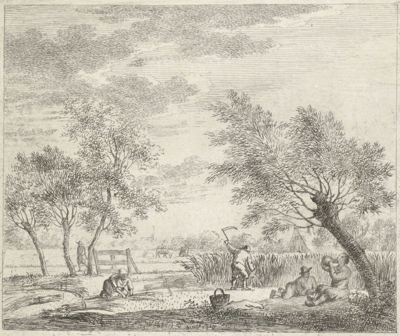 Landscape with corn harvest, Johannes Janson, 1783
