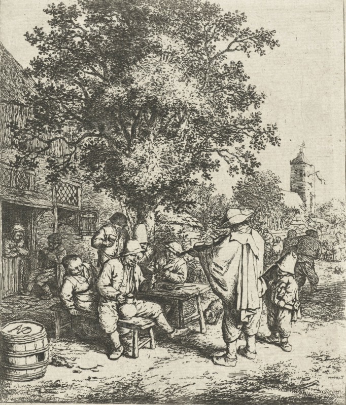 Violin Player and a young winch turner, Adriaen van Ostade, 1654 - 1656
