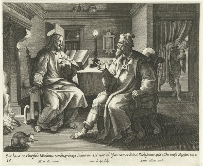Conversation with Nicodemus, Jacques de Bie, Adriaen Collaert, 1598 - 1618