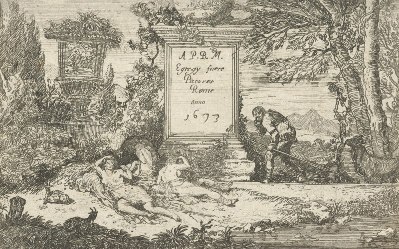 Sleeping shepherdesses, print maker: unknown, Adriaen van der Kabel, 1673