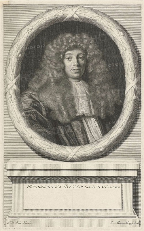 Portrait of Adrian Beverland, Johannes Willemsz. Munnickhuysen, 1664 - 1721