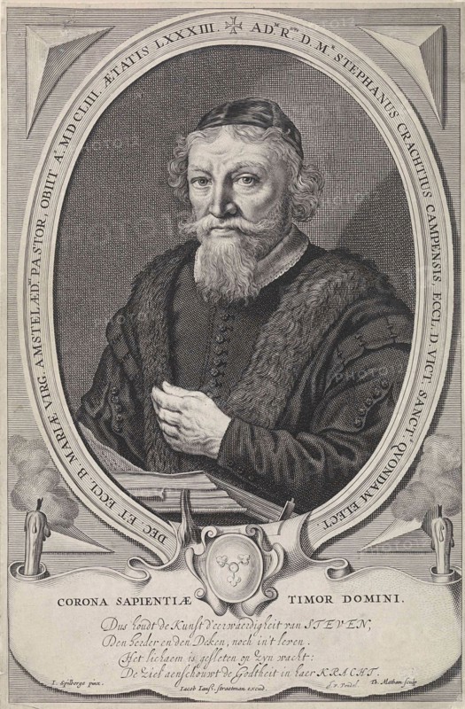 Portrait of Stephan Crachtius, Theodor Matham, Joost van den Vondel, Jacob Jansz Straetman, 1653 - 1676