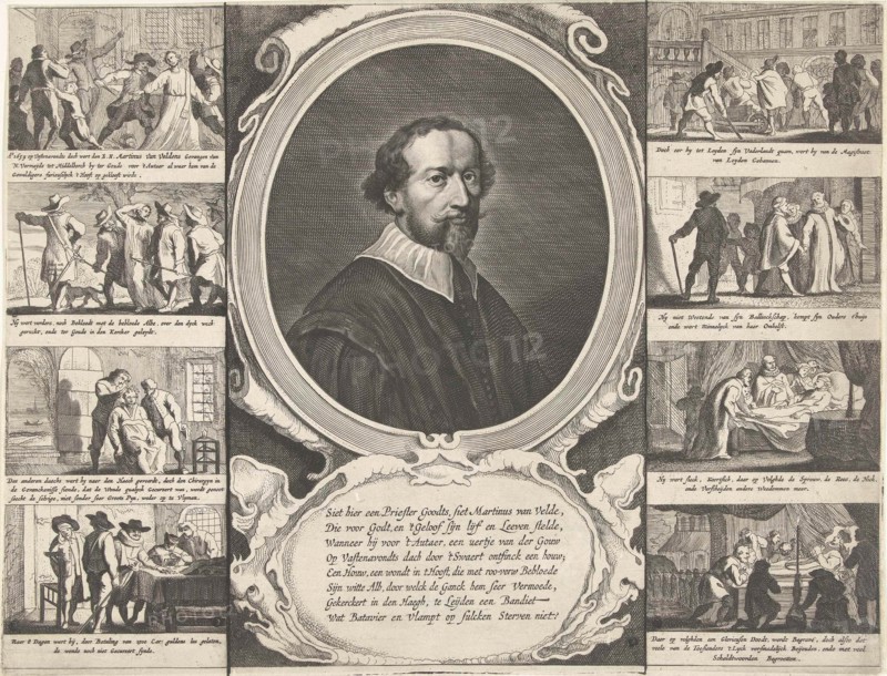 Portrait of priest Martinus van Velden, 1639, Theodor Matham, 1639