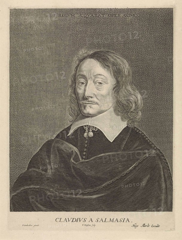Portrait of Claudius Salmasius, print maker: Theodor Matham, Pieter Dubordieu, Hugo Allard, 1647 - 1684