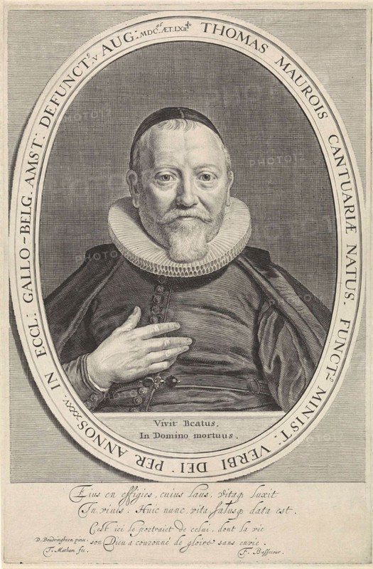 Portrait of Thomas Maurois, print maker: Theodor Matham, David Baudringien, F. Bassecour, 1646 - 1676