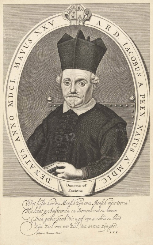 Portrait of Jacobus van Peen, print maker: Jan Brouwer, Andreas van der Cruyce possibly, in or after 1650 - c. 1660