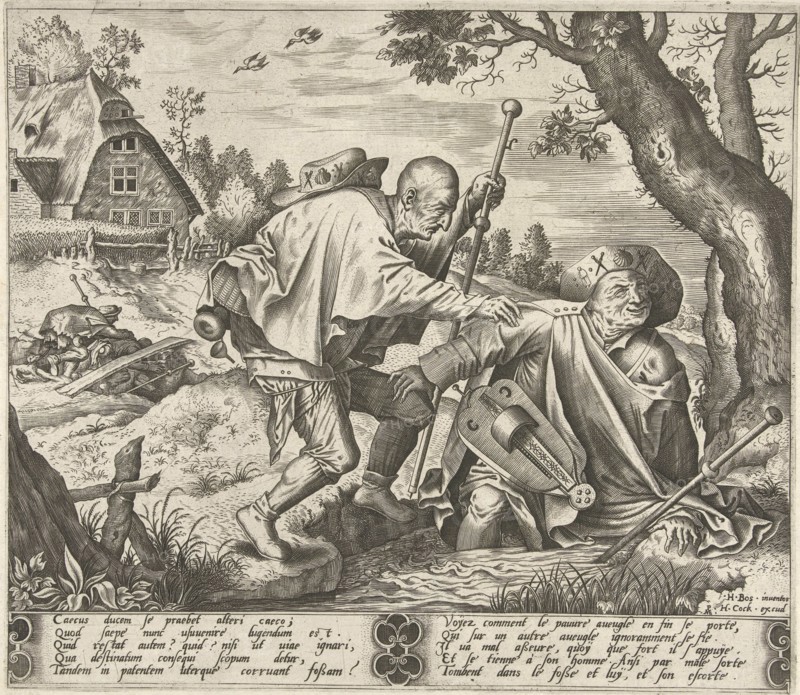 Parable of the two blind, Pieter van der Heyden, Hieronymus Cock, c. 1540 - 1570