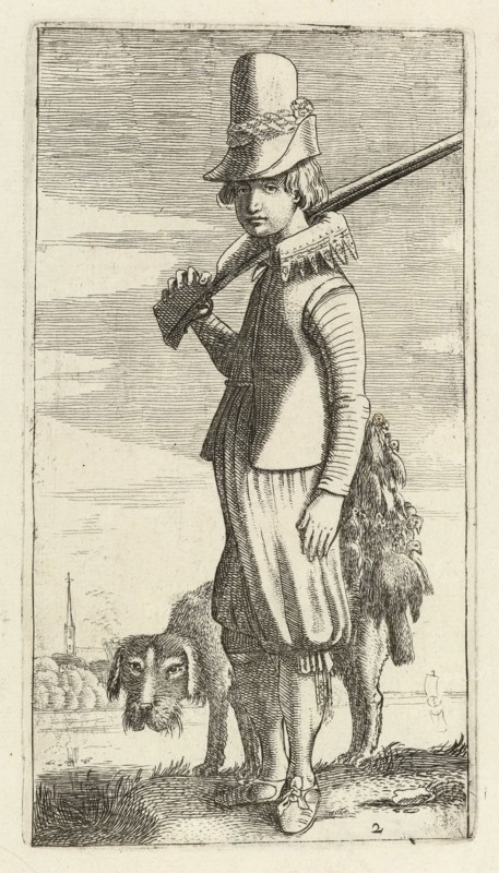 Falconer Clerk and hunting, print maker: Jan van de Velde II, Robert de Baudous, 1616