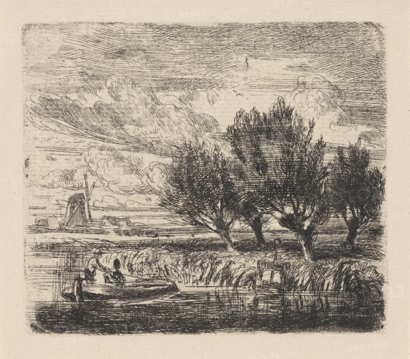 Willows at the waterside, Augustinus Jacobus Bernardus Wouters, 1839 - 1904