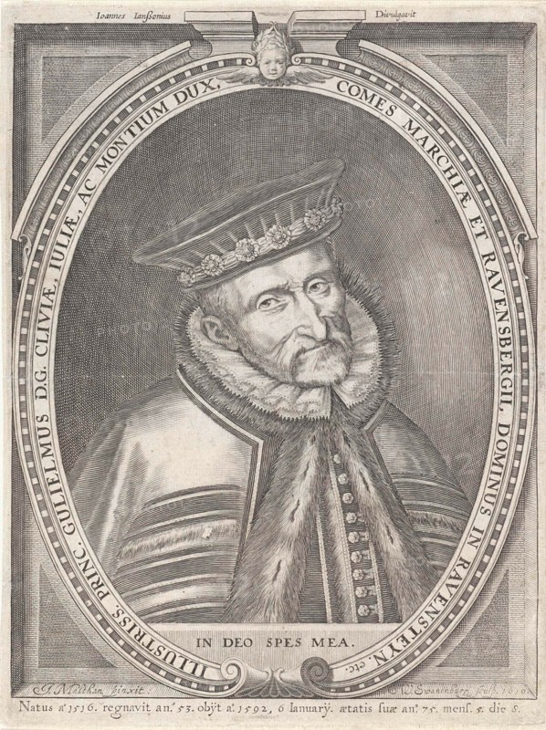 Portrait of William V, Duke of Gulik, Cleves and Berg and Count of Mark and Ravensberg, William Isaacsz. of Swanenburg, Johannes Janssonius, 1610
