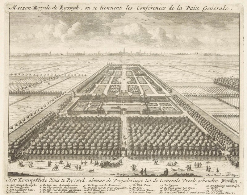 View of the gardens at the House to Nieu Burch in Rijswijk, 1697, Anonymous, Anna Beeck, Staten van Holland en West-Friesland, 1697