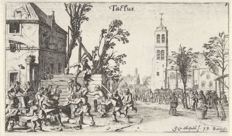 Battle at an inn (touch), Gillis van Scheyndel (I), Johannes Pietersz. Berendrecht, 1618 - 1645