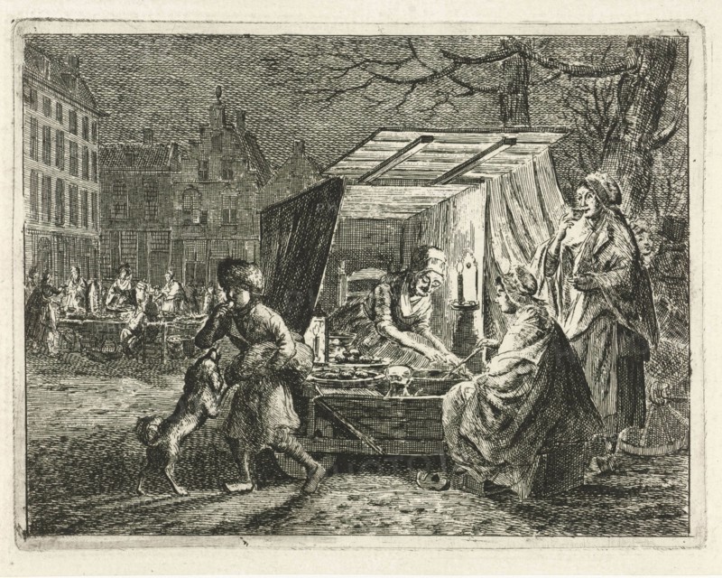 Oliebollenkraam, donut stall, Christiaan Meijer, 1803-1808