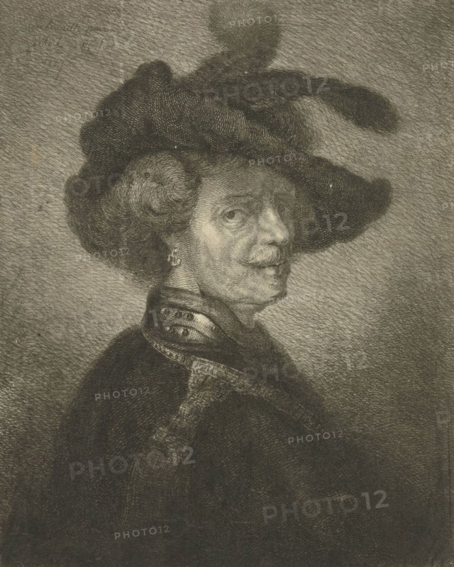 Man with feathered beret, Johannes Mock, 1827