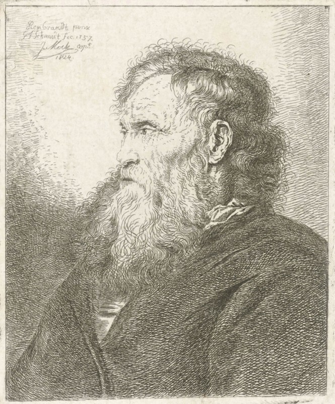 Old man with beard, Johannes Mock, Georg Friedrich Schmidt, Rembrandt Harmensz. van Rijn, 1824