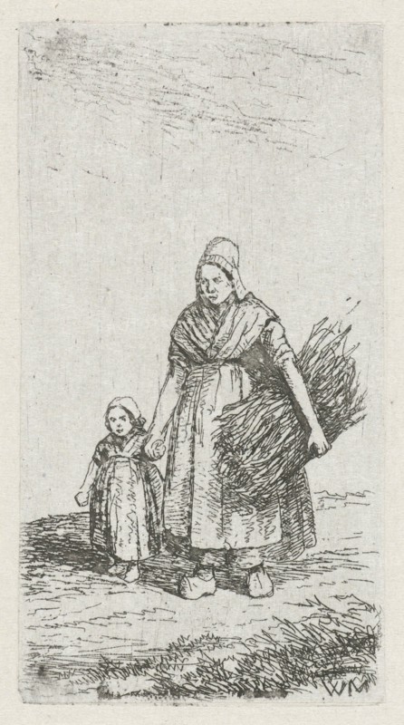 Woman holding a child's hand, Christiaan Wilhelmus Moorrees, 1811 - 1867