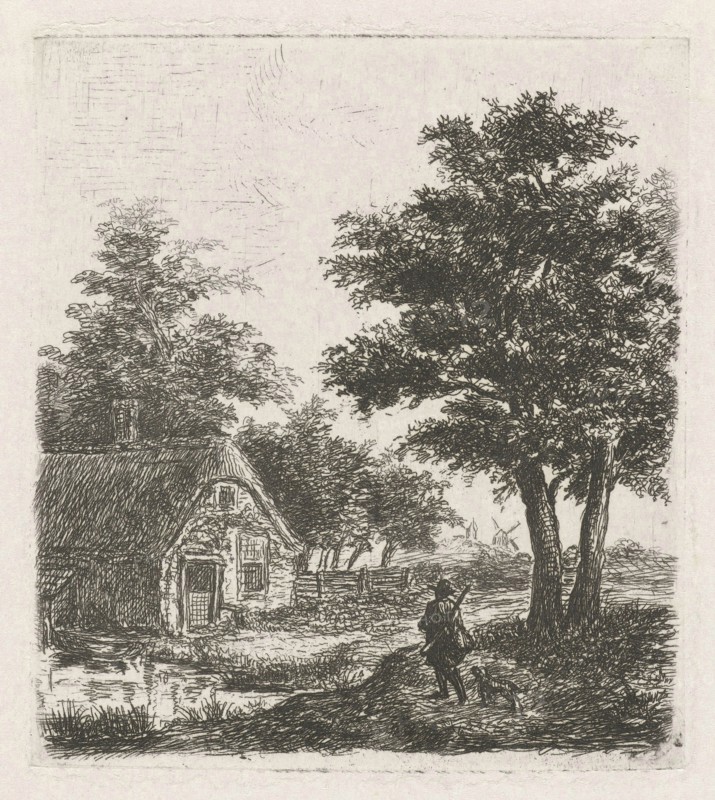 Hunter in a landscape, David van der Kellen II, 1814 - 1879