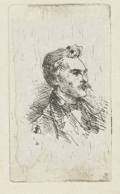 Portrait of artist Frederik Hendrik Weissenbruch, print maker: Bernardus Johannes Blommers, 1855 - 1914
