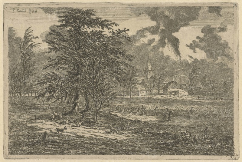 Shepherd in cornfield, Gerardus Emaus de Micault, 1861