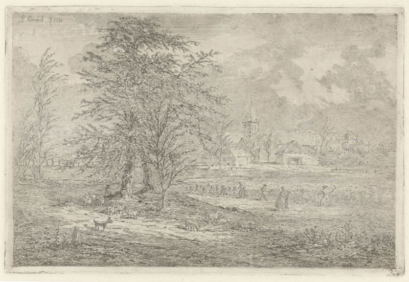 Shepherd in cornfield, Gerardus Emaus de Micault, 1861