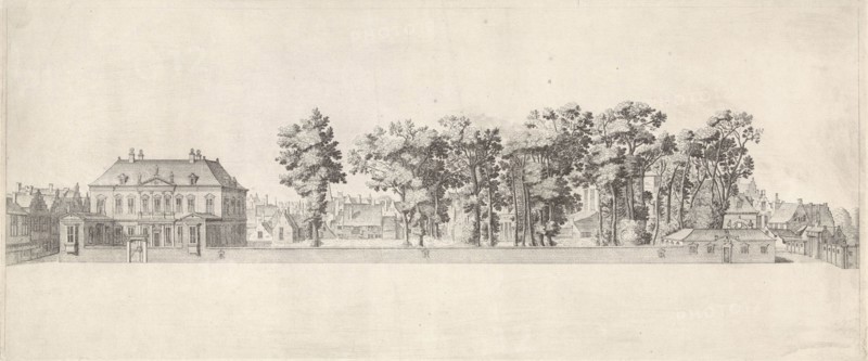 View of the house of Huygens on the Plein in The Hague, The Netherlands, print maker: Theodor Matham, 1639