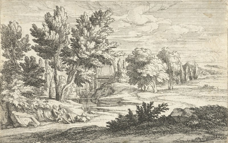 Landscape with tomb, Adriaen Frans Boudewyns, c. 1666 - c. 1681