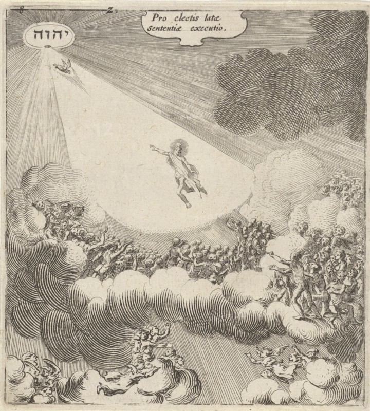 The elect are with the help of angels, back to Christ, directed upwards, print maker: Gillis van Scheyndel (I), Dating 1625