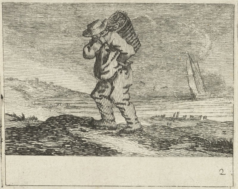 Dune landscape with a fisherman, Gillis van Scheyndel (I), Jan Porcellis, 1645
