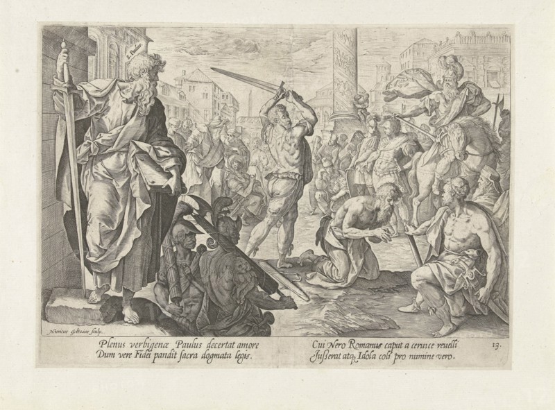 The Martyrdom of St. Paul, Hendrick Goltzius, Maerten de Vos, 1577 - 1582