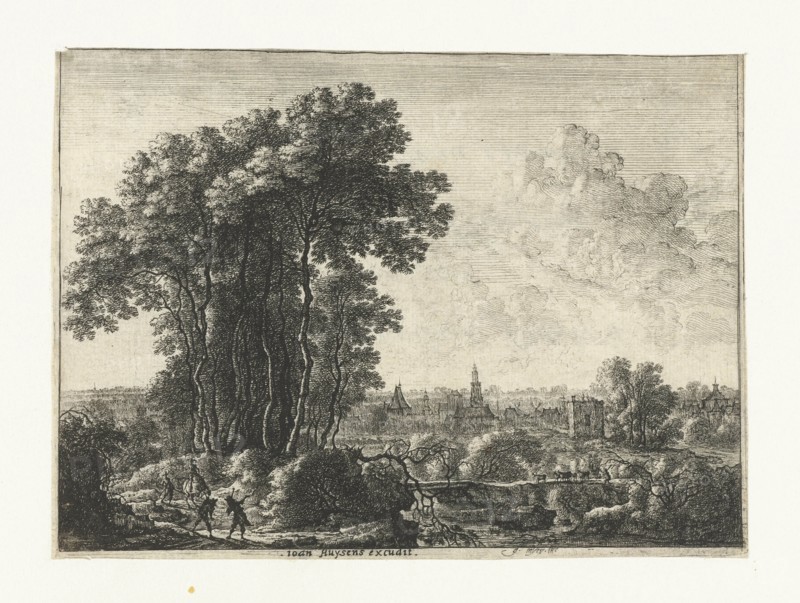 Landscape with Travellers, Gilles Neyts, print maker: Anonymous, Ioan Huysens, 1643 - 1681