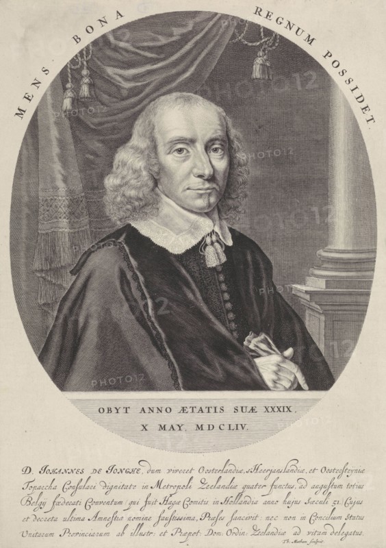 Portrait of Johannes de Jonghe, Theodor Matham, 1654 - 1676