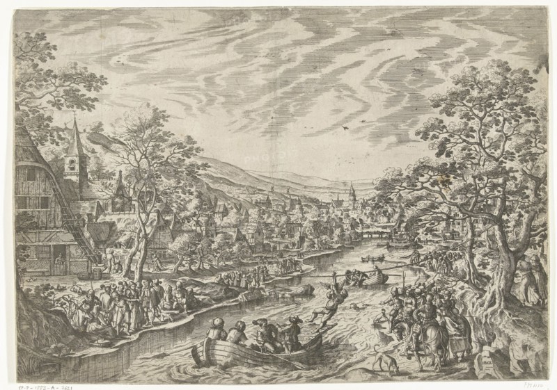 The draw for the goose, print maker: Hans Bol, c. 1550 - c. 1593