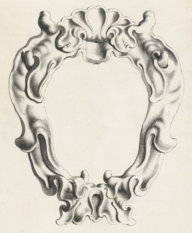 Cartouche with lobe ornament, a top shell shape, Michiel Mosijn, Gerbrand van den Eeckhout, Clement de Jonghe, 1640 - 1655