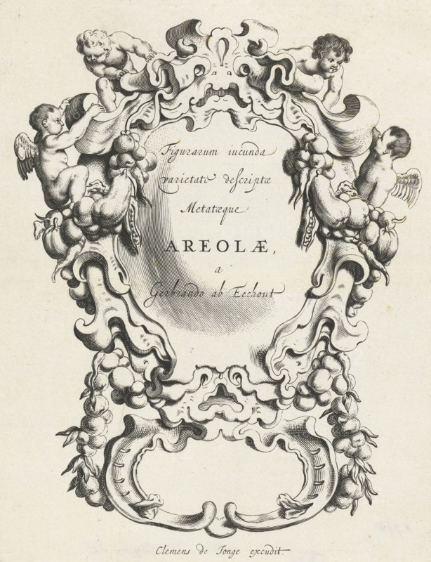 Cartouche with lobe ornament consisting of a large and a small compartment, Michiel Mosijn, Clement de Jonghe, 1640 - 1655
