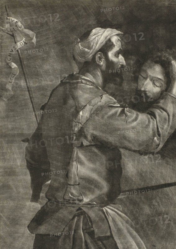 The executioner with head of John the Baptist, print maker: Prinz Ruprecht, Jusepe Ribera possibly, 1629 - 1682