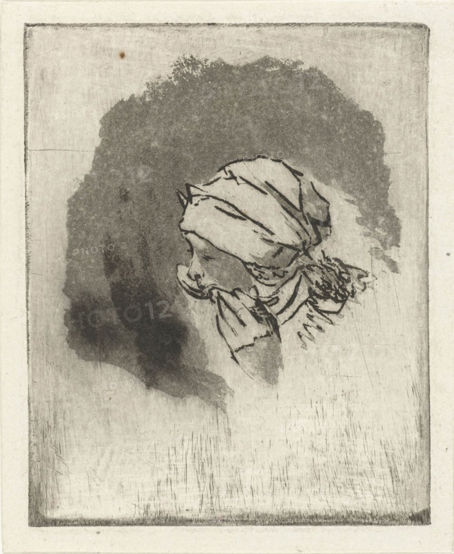 Study Sheet with the head of an eating girl in profile to the left, Louis Bernard Coclers, 1756-1817