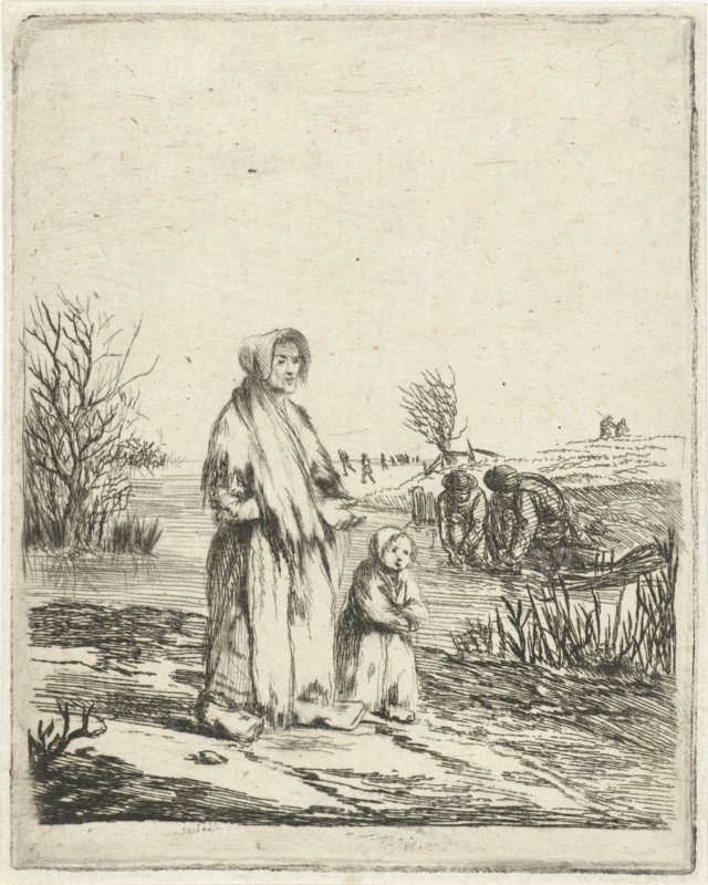 Beggar Star with child in a ditch, Louis Bernard Coclers, 1756 - 1817