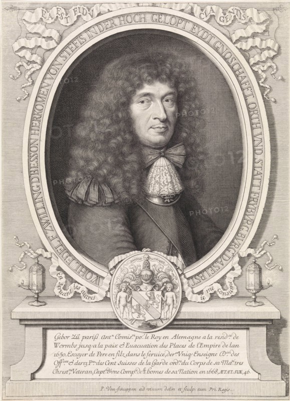 Portrait of Francois Zwilling de Besson at the age of 46, Pieter van Schuppen, Louis XIV King of France, 1676