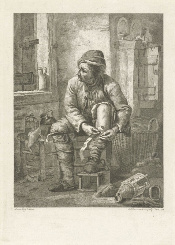 Man binds his leg, Johannes Schoenmakers, 1789