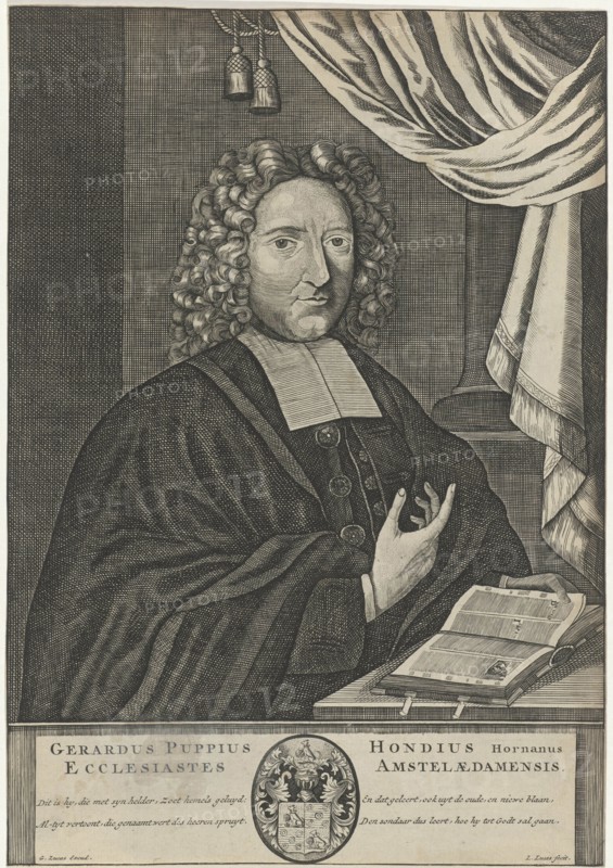 Portrait of Gerardus Puppius Hondius, Louis Lucas, G. Lucas, c. 1650 - 1731