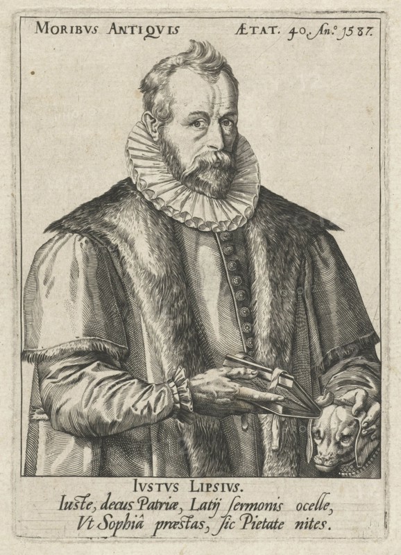 Portrait of Justus Lipsius, Anonymous, Hendrick Goltzius, 1587 - c. 1600