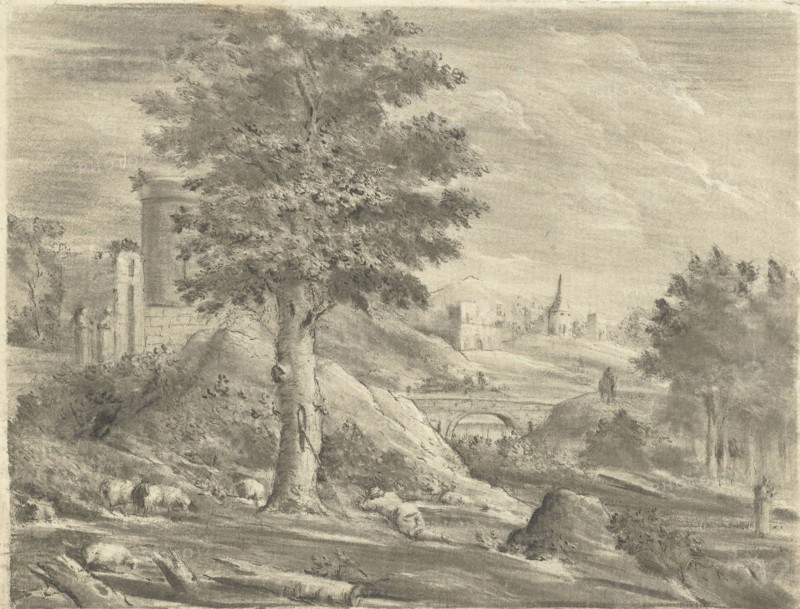 Landscape with Shepherd and Sheep, Jurriaan Cootwijck, 1724 - 1798